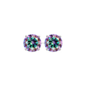 Elegant Circular Stud Earrings With 925 Sterling Silver Lab Grown Diamond <b>Large</b> Round Cut <b>Stone</b> Premium Fashion Jewelry - Product Image 1