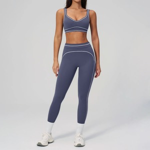 Ensemble de yoga 5 pièces pour femme avec logo personnalisé, motif cœur et blocs de couleur à carreaux, tenue de sport et de fitness, OEM ODM Privé - Product Image 6