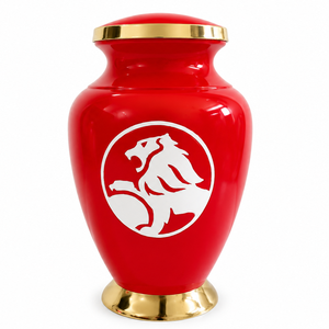 Urna Funeraria Ecológica y Duradera de Estilo Americano con Grabado de Caballo Morado y Negro y Banda Dorada para Guardar Cenizas Humanas - Product Image 3