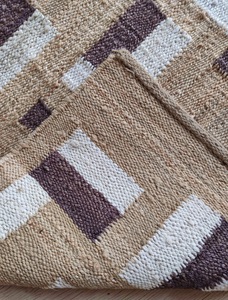Handmade Jute Area <b>Rug</b> Modern Geometric <b>Boho</b> <b>Rug</b> Natural Flat Weave Carpet Eco Friendly HARI ENTERPRISES HE416 Living Room <b>Rug</b> - Product Image 6