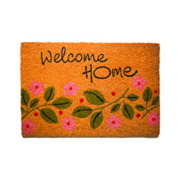 Bloom Welcome Home Blumenmuster Kokos-Fußmatte mit PVC-Rückseite Bedruckte Kokos-Türmatte Designer-Eingangsmatte Naturfaser Heimdekoration