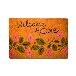 พรมเช็ดเท้าลายดอกไม้ Bloom Welcome Home พร้อมแผ่นรอง PVC พรมปูพื้นทางเข้าลายพิมพ์ดีไซน์เนอร์ ทำจากใยมะพร้าวธรรมชาติ ตกแต่งบ้านสวยงาม - Product Image 1
