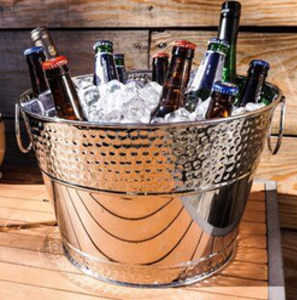 Sturdy Textured Galvanized Ice <b>Bucket</b> Beverage Holder Classic Design Portable 5L Capacity for Great Party Use Wholesale Prices - Product Image 1