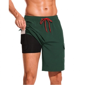 Quick Dry <b>Men's</b> 2 in 1 Running Training Shorts Gym Workout Drawstring Knitted Solid Casual with Phone Pocket Running Shorts - Product Image 1