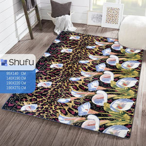 Tapis en polyester doux et confortable avec motifs abstraits modernes antidérapants et anti-allergiques pour un confort maximal au sol facile à laver - Product Image 1