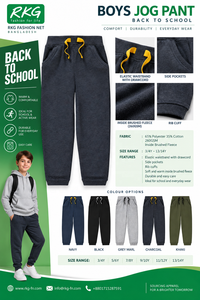 Pantalon de survêtement bleu marine pour garçons, avec cordon de serrage à la taille, décontracté, longueur intégrale, en molleton mi-lourd - Product Image 3