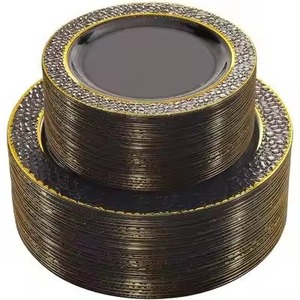 จานรองอาหารหรูหราสีดำและสีทองสำหรับตกแต่งงานเลี้ยงฉลองสมรส - Product Image 5