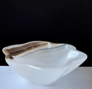 Bol en onyx, bol en pierre artisanal, accessoire en marbre poli de qualité supérieure, centre de table en pierre d'onyx naturelle de designer, prix de gros - Product Image 2