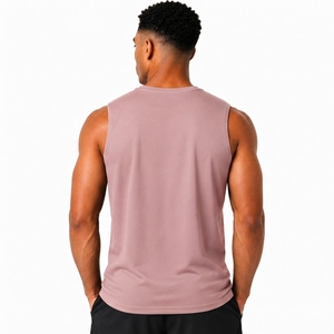 Men's <b>Light</b> Blue Sleeveless Tank Top Crew <b>Neck</b> Solid Color Breathable Knitted 100% Polyester 220g Silk Screen Printed High - Product Image 2