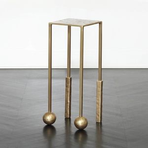 Mesa Auxiliar Moderna de Metal Industrial con Combinación de Superficie de Madera para Muebles de Sala de Estar a la Moda - Product Image 1