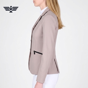 Veste d'équitation pour femmes, couleurs personnalisées, manches longues, taille mi-haute, poches zippées, fermeture boutonnée, couleur unie, en tricot Spandex/Polyester - Product Image 4