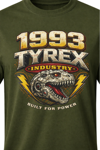 ไทเร็กซ์ อินดัสทรี 1993 เสื้อยืดพิมพ์ลายคลาสสิกพร้อมโลโก้แบบกำหนดเอง เสื้อยืดแฟชั่นผ้าฝ้ายคุณภาพสูงระดับพรีเมียม - Product Image 2