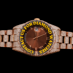 New Arrival Round <b>Case</b> Roman Numerals Full Moissanite Diamond Auto Date and Days Features Quartz Man's Made Full Iced <b>Watch</b> - Product Image 1