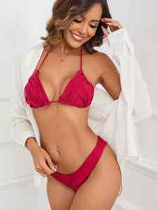 Traje de Baño Fluorescente de Neón, Colores Vibrantes, Alta Visibilidad, Estilo Juvenil y Moderno, Bikini de Playa para Mujer - Product Image 4