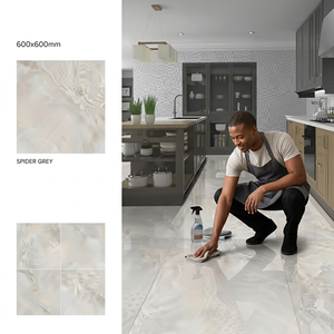 Diseño de Mármol Azul Bianco, Baldosas de Porcelana Nano Pulida de 600x600mm y 20mm, Colección de Pisos Brillantes GVT para Baño - Product Image 2