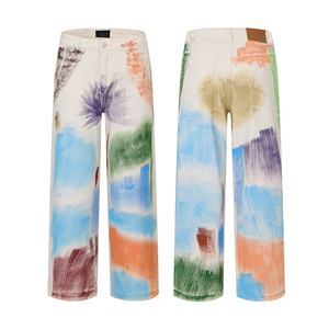 Pantalones Vaqueros con Estampado Gráfico, Corte Holgado, Diseño Personalizado, Lavado Vintage, Estilo Barrel, Rectos, Streetwear, Hip Hop, Y2K - Product Image 5
