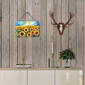 Kansas tournesols aquarelle tenture murale nouveau multicolore en aluminium métal signe pour cuisine Bar salle de bain décor à la maison 8HX12W - Product Image 4
