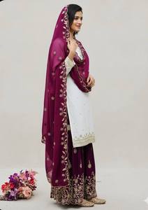 Ensemble Sharara ethnique exclusif, entièrement cousu, prêt-à-porter, haut Sharara et dupatta, tenue de fête traditionnelle pour femmes, haute qualité - Product Image 2