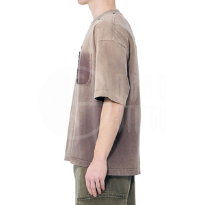 Camiseta OEM 100% Algodón para Hombre, Camiseta Vintage con Efecto Desgastado, Camiseta con Estampado/Bordado Personalizado - Product Image 1