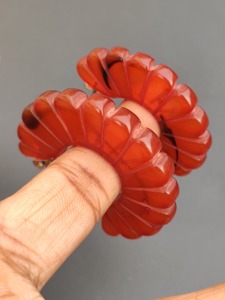 Fashion Resin <b>Fan</b> Shape Earrings Red Translucent Cut Design Exquisite Style Jewelry - Product Image 3