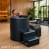 Luxuriöses Kaltwasser-Tauchbecken mit Digitalanzeige-Kühler, Rundes Stahl-Eisbad mit 304 Edelstahl-Auskleidung für Poolside-Cabana-Spa-Stil