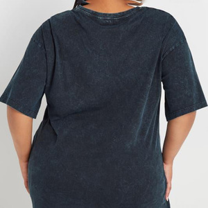 Women's Eco-Friendly 100% Organic Cotton Logo Casual Summer Breathable Nonwoven Solid O-Neck Acid Wash T-Shirt - Product Image 4