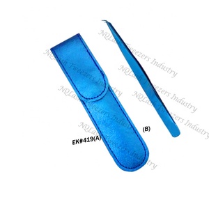 ที่มีคุณภาพสูงพลาสม่าสีฟ้าขนตาขยายแหนบ/45องศาแยกโลโก้ที่กำหนดเองสีฟ้า1ชิ้นขนตาแหนบกระเป๋า - Product Image 1