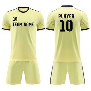 Maillot de football personnalisé pour homme, jaune, imprimé par sublimation, col rond, manches courtes, polyester anti-humidité, coupe classique, nom de l'équipe - Product Image 1