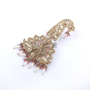 Aarav Ruby Polki Designer Kalangi Fashion Brooch - Product Image 3