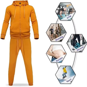 Conjunto Deportivo para Hombre, Sudadera con Capucha y Cierre Completo, Pantalones, Color Sólido, Estilo Casual para Otoño, 100% Algodón, Corte Regular - Product Image 1