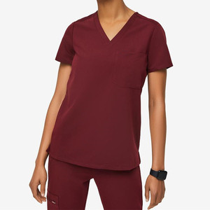 Medical <b>Scrub</b> Uniform 3 Piece <b>Set</b> V-Neck Top Jogger Pants Long Sleeve Layer Wholesale OEM Healthcare <b>Scrubs</b> <b>Set</b> with Undershirt - Product Image 2