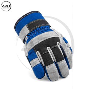 Guantes de Trabajo Color Azul Rey, Gris y Negro con Refuerzo de Gamuza en la Palma, Puño Ajustable y Costuras en Contraste - Product Image 6