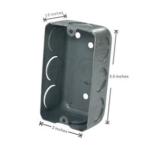 3.5&quot; x 2&quot; x 1.5&quot; <strong>Rectangular</strong> Metal Electrical Conduit <strong>Switch</strong> <strong>Box</strong> - Product Image 3
