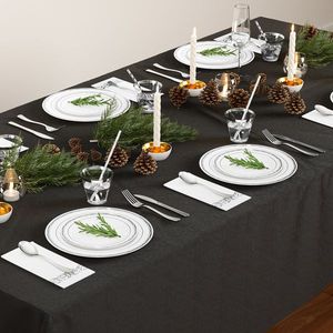 50 Set di Stoviglie Monouso in Plastica Piatta Circolare Argento con Logo Personalizzato, Inclusi Piatti, Bicchieri, Coltelli, Forchette, Tovaglioli e Cannucce - Product Image 6