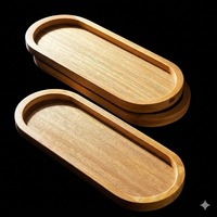 Plateau de service ovale en bois poli de luxe, design minimaliste solide, durable, compatible lave-vaisselle, ensemble de 3 HASAN CRAFT