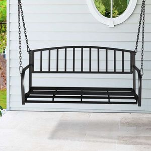 118*46*47cm Black Iron Art <b>Swing</b> <b>Frame</b> with Vertical Bar Backrest & Chain 200kg Patio <b>Swing</b> (<b>Swing</b> <b>Frames</b> Not Included) - Product Image 6