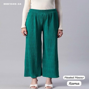 Mejor tela recién llegada LYCR con pantalones plisados sólidos y cintura elástica, proveedor de Surat, exportador de moda femenina. - Product Image 1