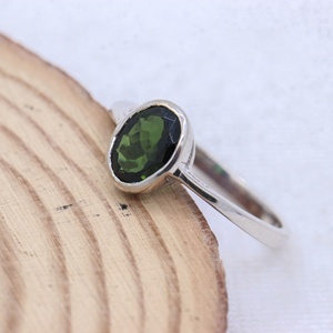 Wholesale 925 Solid <b>Sterling</b> <b>Silver</b> Natural Oval Green Tourmaline Bezel <b>Set</b> Solitaire <b>Ring</b> Memoria Jewels - Product Image 6