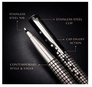 Coffret Cadeau Parker 3 Pièces Édition Spéciale Vector, Stylo Roller en Acier avec Finition Chromée, Porte-clés Parker Modèle P07 pour un Cadeau Élégant - Product Image 3
