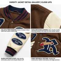 Veste Bomber Homme Vintage Personnalisée Style Universitaire en Feutre de Laine de Haute Qualité avec Manches en Cuir et Broderie Oversize en Chenille