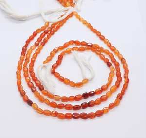 Perles ovales lisses en cornaline naturelle AAA 5x7MM, perles de pierre précieuse cornaline dégradée, brin de perles de cornaline unies de 16 pouces pour bijoux - Product Image 1