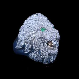 Anillo de Plata 925 con Moissanita y Diamantes Iced Out, Diseño Cara de León, Estilo Hip Hop Bling, Anillo de Declaración, Joyería Estilo Rapero - Product Image 2