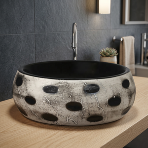 Export Quality Ceramic OEM Sanitary Ware - Golden Color Retro Round Model Table Top Hand Wash Basin, Hot Sell, Made in India - Product Image 6