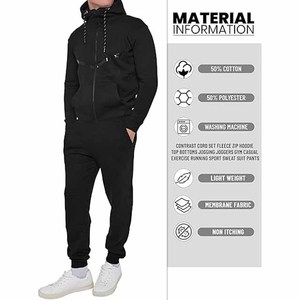 Men's Tracksuits with Zipper Pockets, Full <b>Zip</b> <b>Hooded</b> Sweatsuits 2 Piece Jogging Athletic Sets Long Sleeve Trendy Outfits - Product Image 3