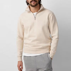 Sweat-shirt personnalisé pour homme, col quart zippé, épais, brodé, prix usine pour les marques américaines. - Product Image 3