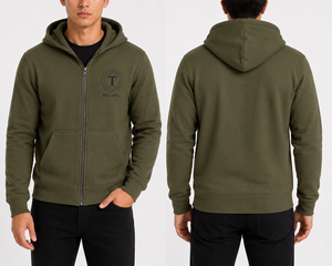 Unisex <b>White</b> Hooded <b>Zip</b>-<b>Up</b> Sweatshirt Oversized Fit 100% Cotton Fleece Eco-Friendly Pocket Casual Solid Design Front Logo Winter - Product Image 4
