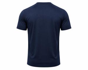 T-shirt pour homme à manches courtes, col rond, séchage rapide, jersey tricoté en polyester 180g, coupe classique, couleur unie, style décontracté, logo personnalisé sur le devant - Product Image 6