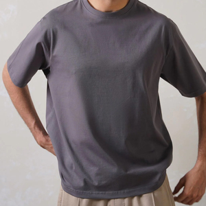 T-shirt pour homme en coton tricoté lourd de qualité supérieure, col rond, manches courtes, dernier modèle - Product Image 3