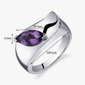 Marquise Cut Amethyst 14K Gold Plated 925 <b>Sterling</b> <b>Silver</b> Luxury Engagement & Wedding <b>Ring</b> 10x5mm Prong <b>Set</b> - Product Image 3