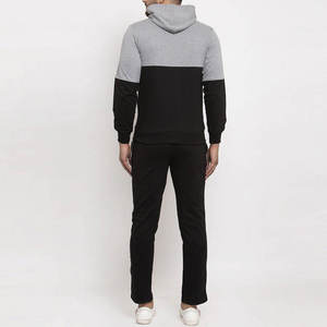 Survêtement à capuche pour homme, noir et gris, avec blocs de couleur, fermeture éclair sur toute la longueur, manches longues, décontracté, pour l'automne, avec poches latérales, coupe classique - Product Image 2